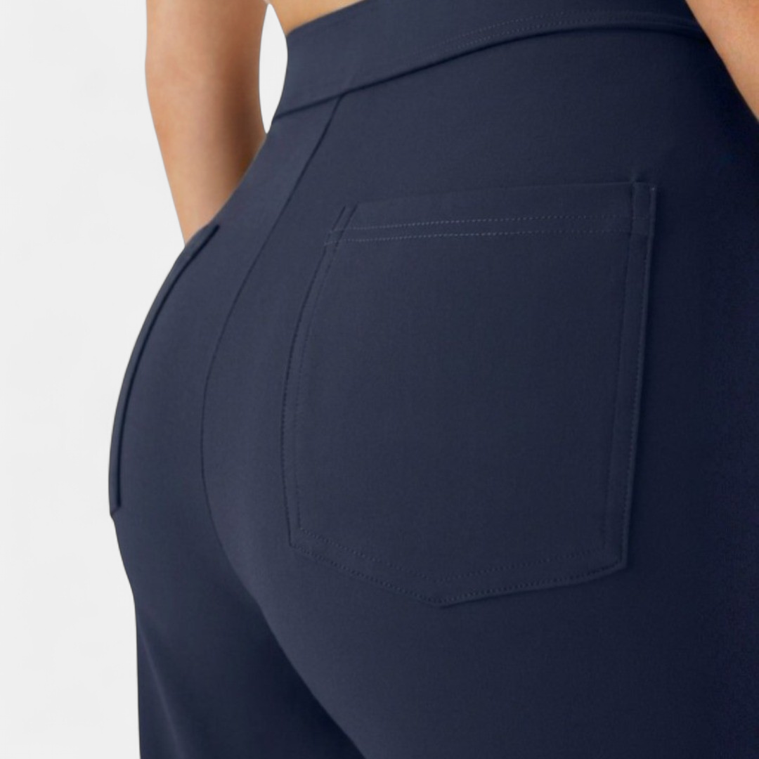 Women's High Waist Wide Leg Trousers, Patch Pocket