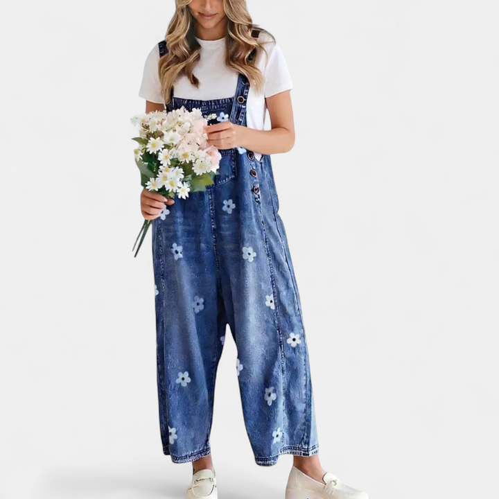 Women's Wide Leg Denim Jumpsuit, Relaxed Bib Front