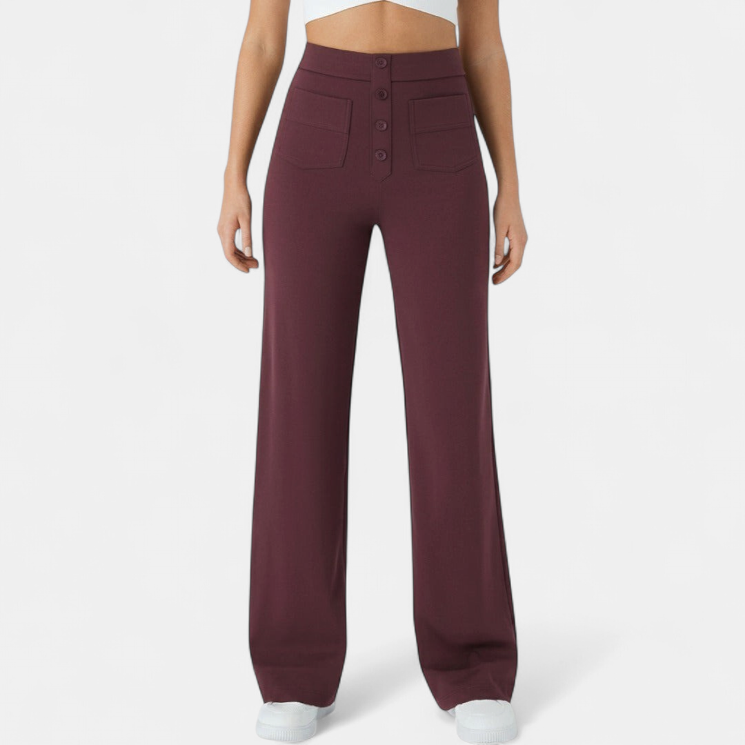 Women's High Waist Wide Leg Trousers, Patch Pocket