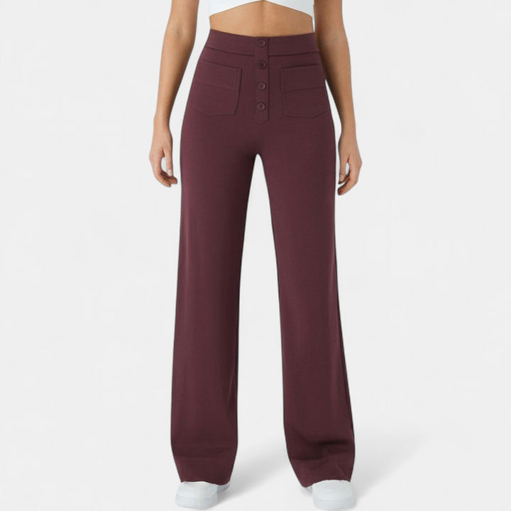 Women's High Waist Wide Leg Trousers, Patch Pocket
