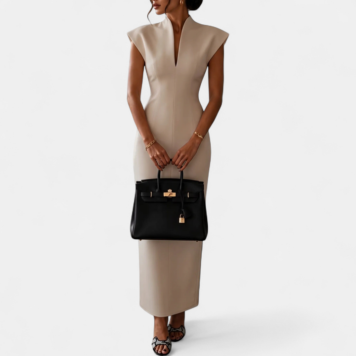 Women's Fitted Bodycon Mini Dress, Sleeveless Stand Collar