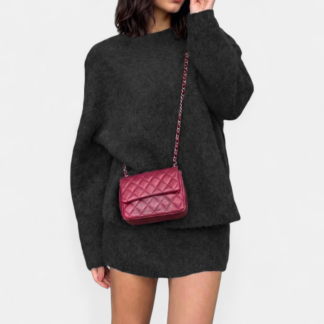 Women's Quilted Crossbody Bag, Compact Structured Chain Strap