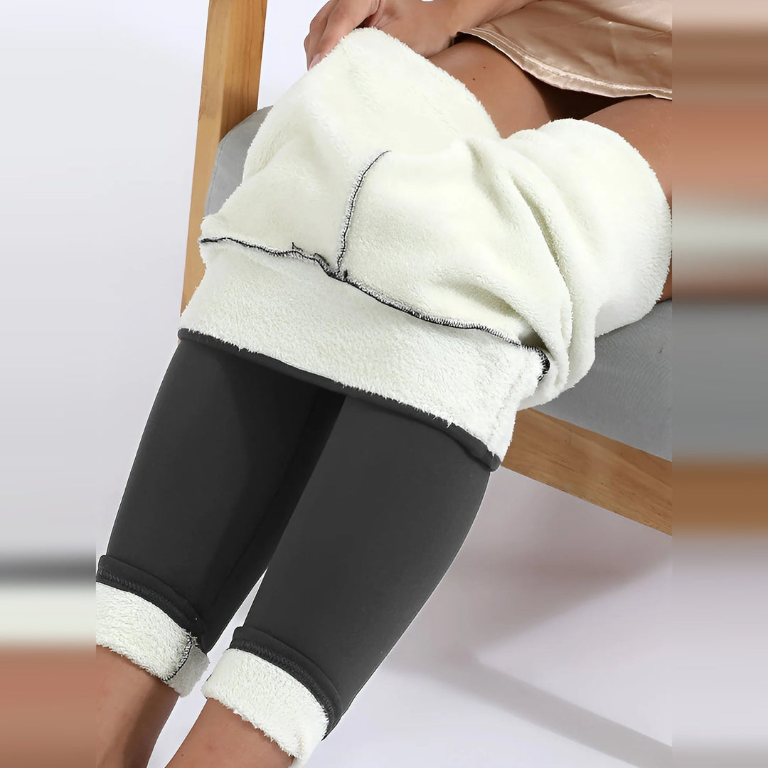 Women's Grey Fleece Lined Leggings, High Waisted Form Fitting