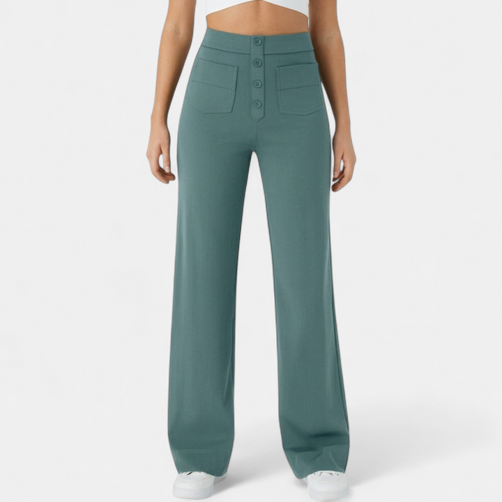 Women's High Waist Wide Leg Trousers, Patch Pocket