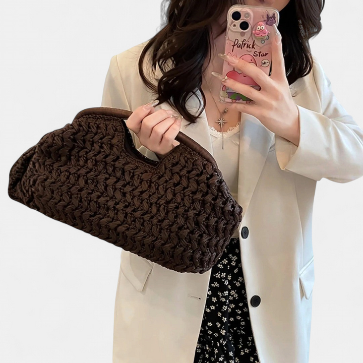 Women's Clutch Bag, Knit Crescent Top Handle