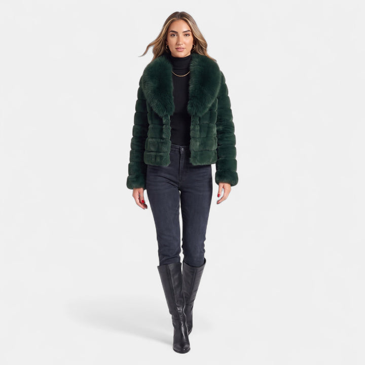 Women's Short Oversized Faux Fur Coat, Relaxed Boxy Fit