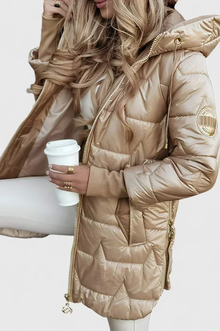 Women's Long Puffer Coat, Hooded Quilted Padded Winter