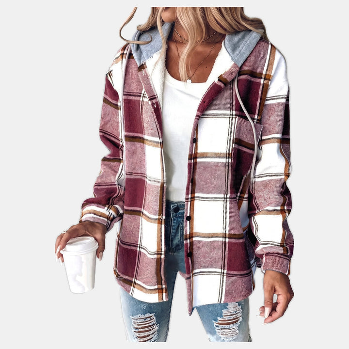Women's Shacket, Hooded Plaid Sherpa Lined Button Front