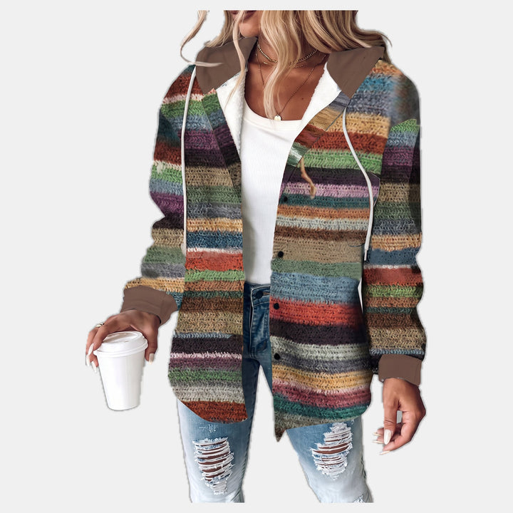 Women's Shacket, Hooded Plaid Sherpa Lined Button Front