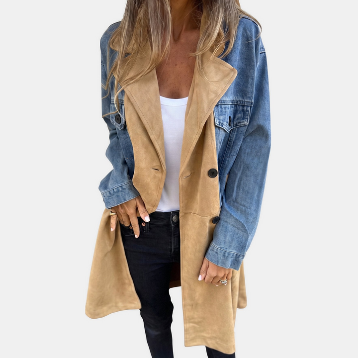 Women's Denim Jacket, Lapel Collar Button Closure Single Breasted