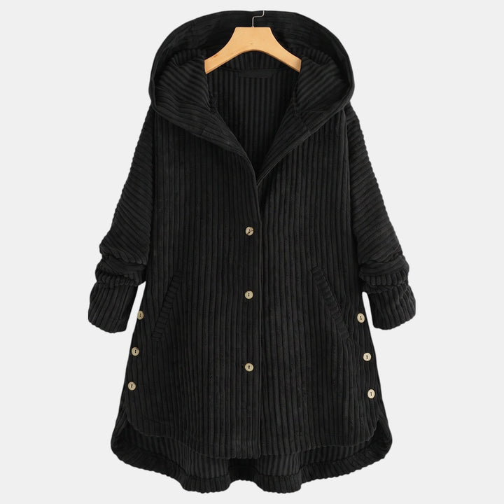 Women's Corduroy Jacket, Mid Thigh Relaxed Fit Button Front
