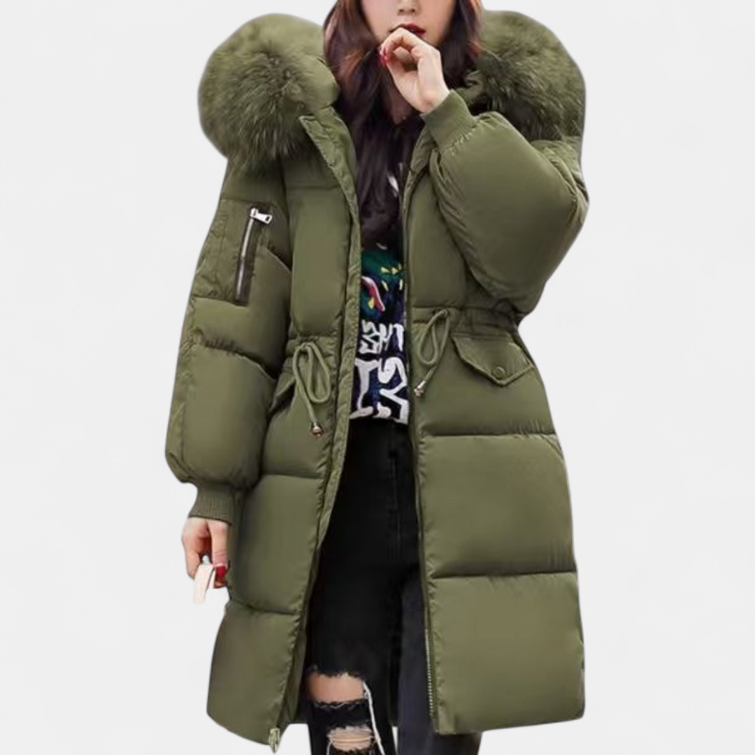 Women's Long Puffer Coat, Faux Fur Hood Padded Oversized