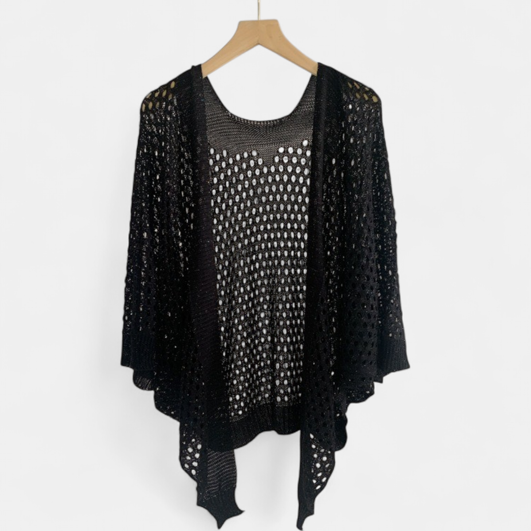 Women's Lightweight Crochet Cardigan, Batwing Open Front Summer