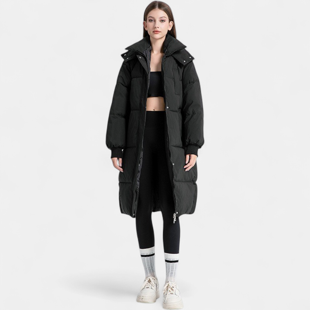 Women's Long Puffer Coat, Hooded Quilted Oversized Padded