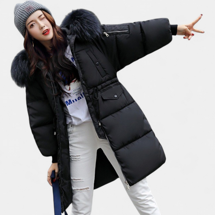 Women's Long Puffer Coat, Faux Fur Hood Padded Oversized