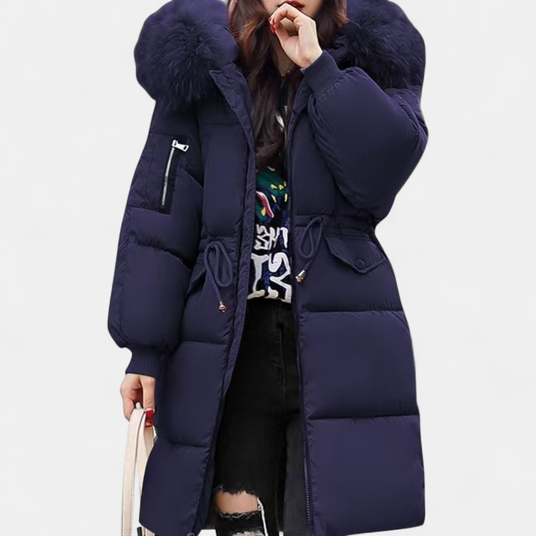 Women's Long Puffer Coat, Faux Fur Hood Padded Oversized