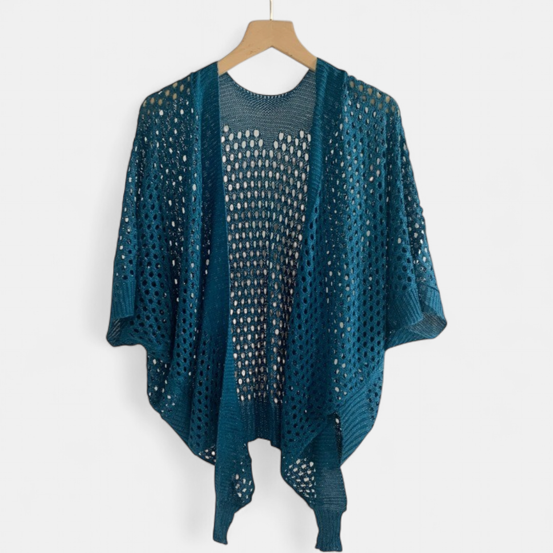 Women's Lightweight Crochet Cardigan, Batwing Open Front Summer