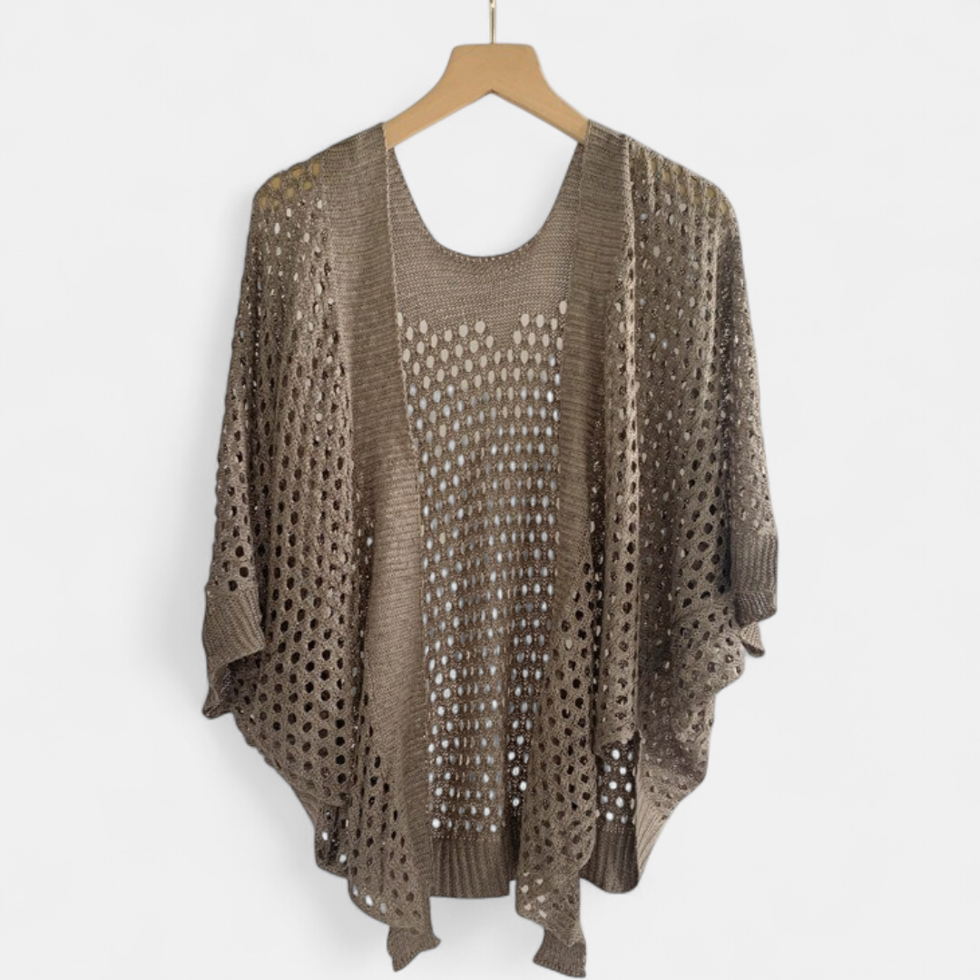 Women's Lightweight Crochet Cardigan, Batwing Open Front Summer