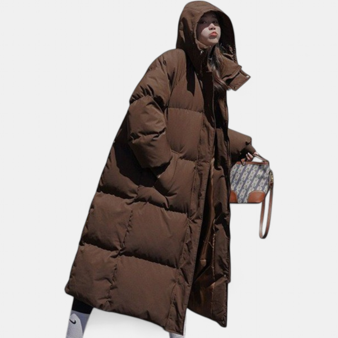 Women's Long Puffer Coat, Hooded Quilted Oversized Padded