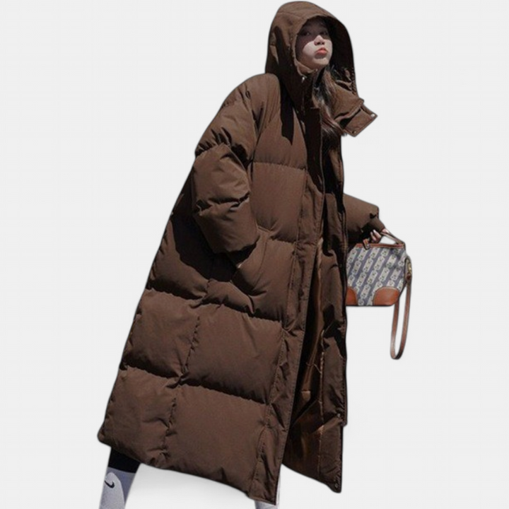 Women's Long Puffer Coat, Hooded Quilted Oversized Padded