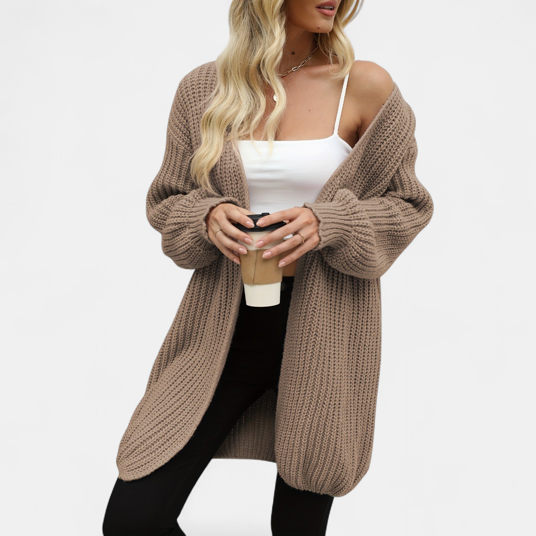 Women's Oversized Long Knit Cardigan, Open Front Longline