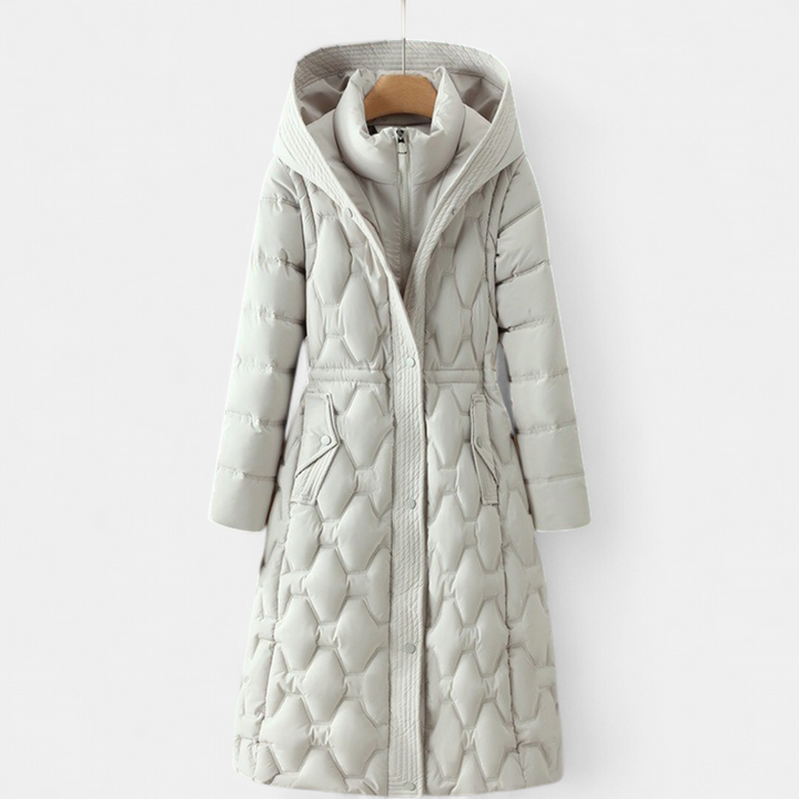 Women's Long Puffer Coat, Hooded Quilted Longline Winter