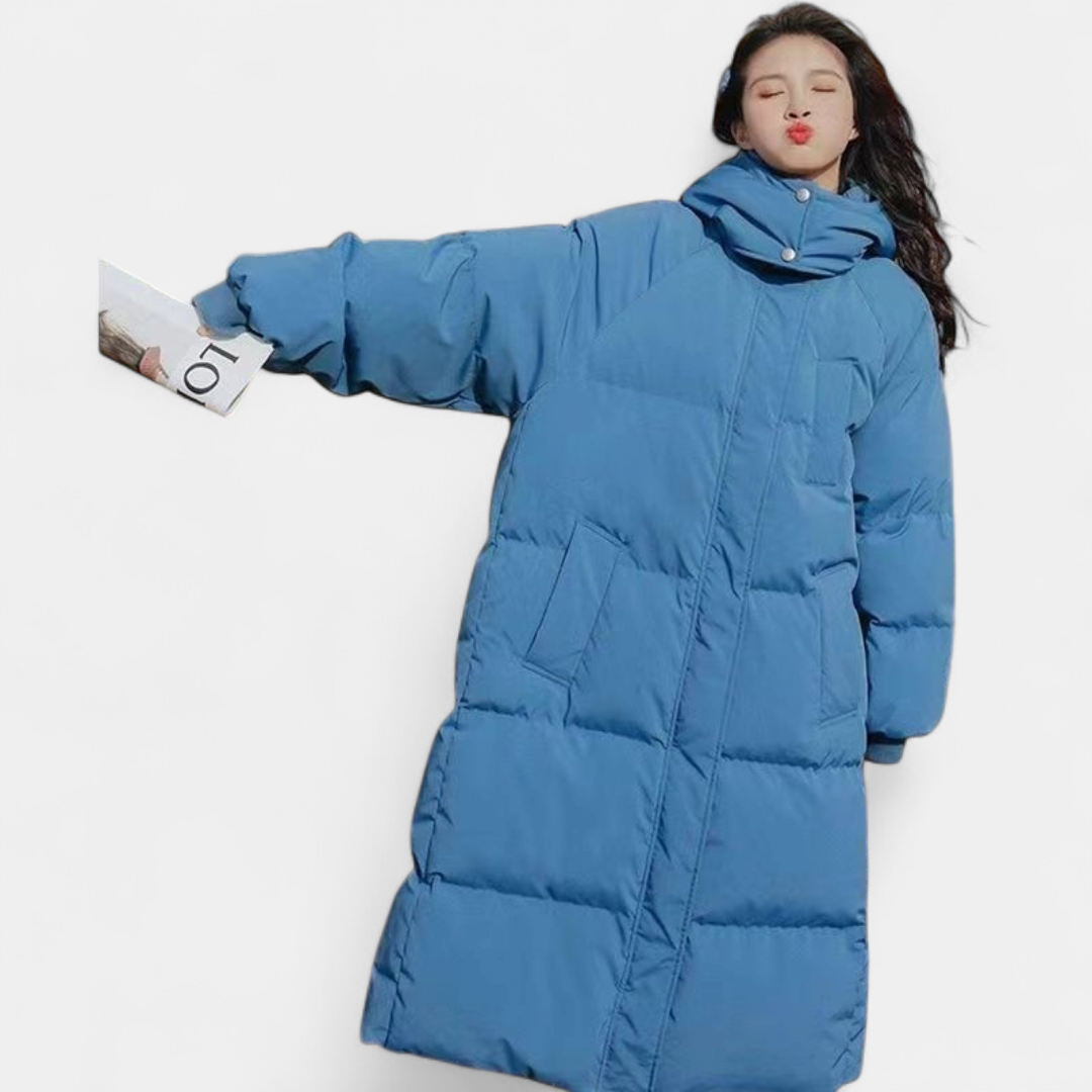 Women's Long Puffer Coat, Hooded Quilted Oversized Padded