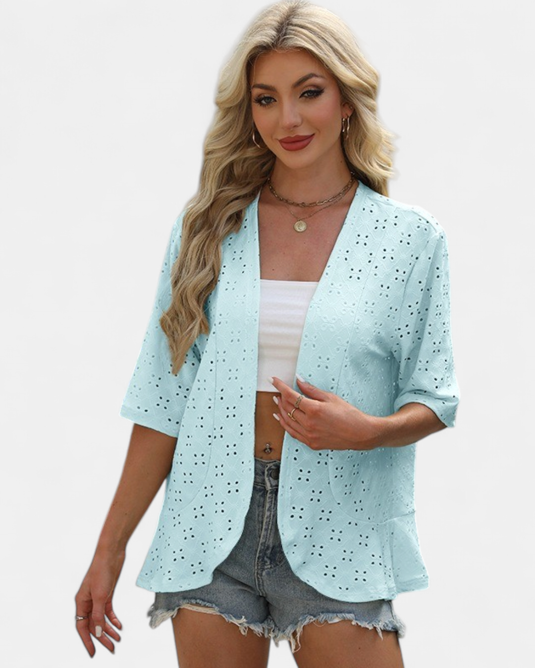 Women's Cotton Kimono Cardigan, Lightweight Floral Open Front