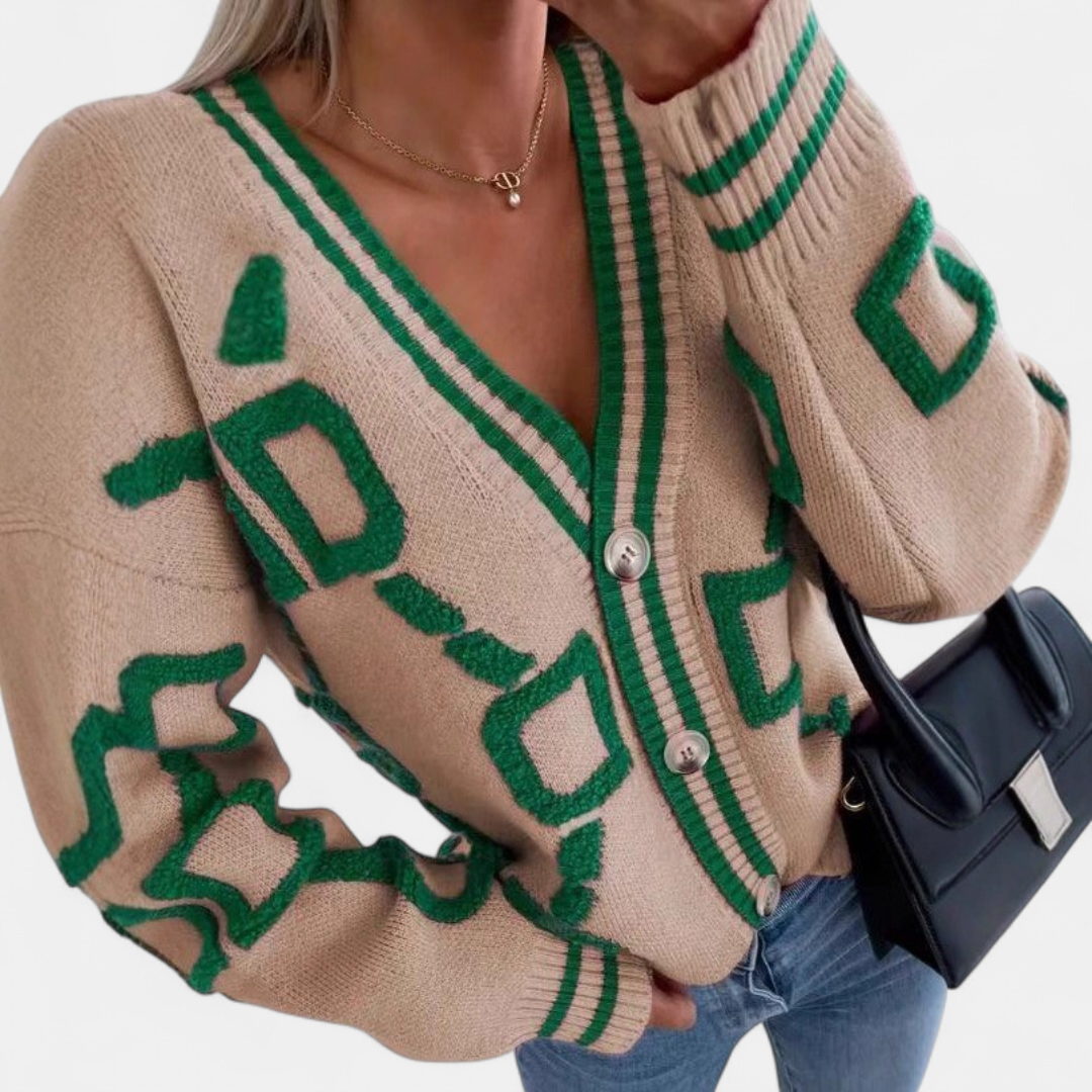 Women's Oversized Knit Cardigan, Button Up V Neck Long Sleeve