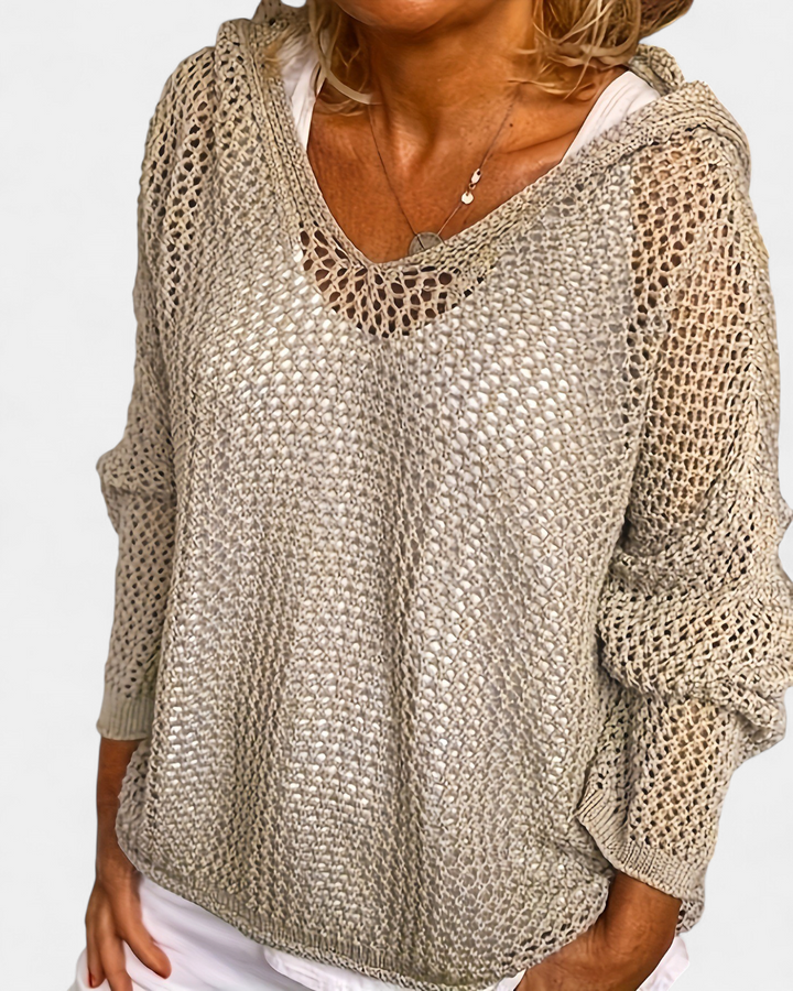 Women's Oversized Crochet Cardigan, Lightweight Open Knit Long Sleeve