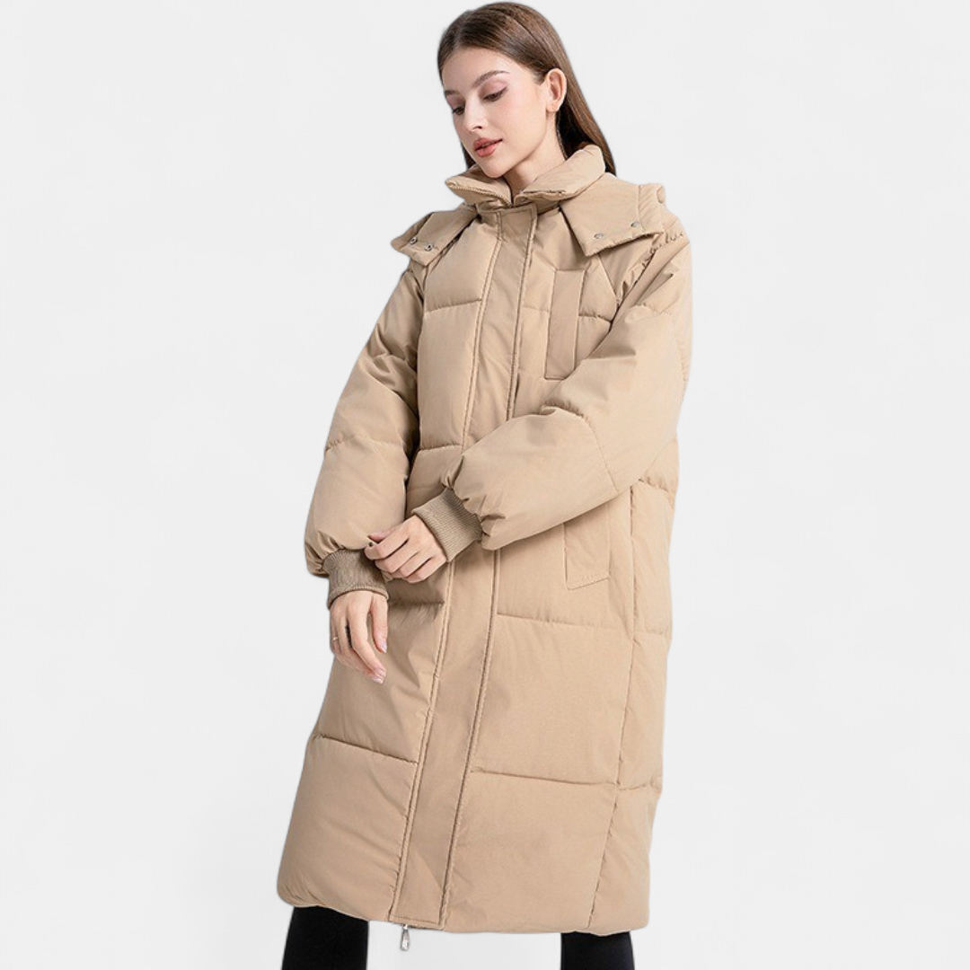 Women's Long Puffer Coat, Hooded Quilted Oversized Padded