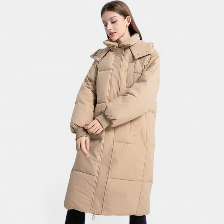 Women's Long Puffer Coat, Hooded Quilted Oversized Padded