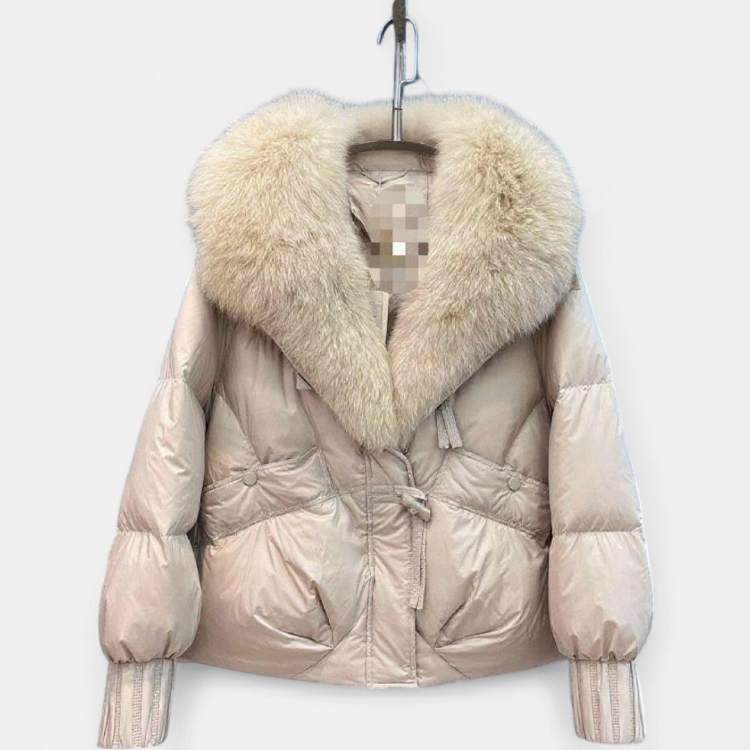 Women's Cropped Puffer Jacket, Fur Collar Quilted Winter