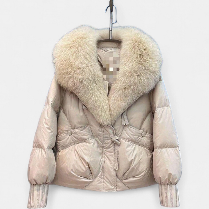 Women's Cropped Puffer Jacket, Fur Collar Quilted Winter