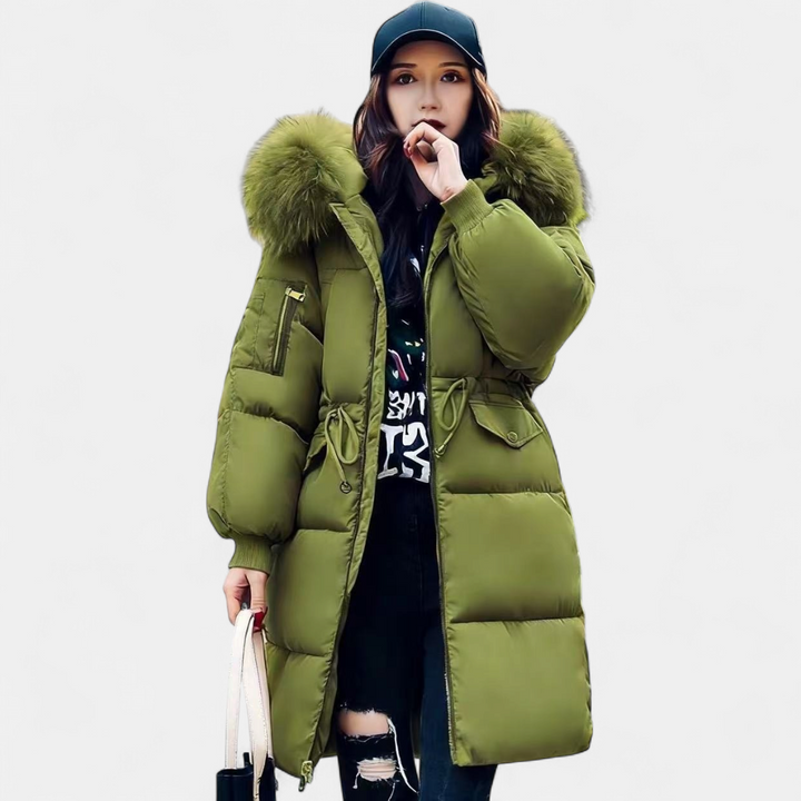 Women's Long Puffer Coat, Faux Fur Hood Padded Oversized