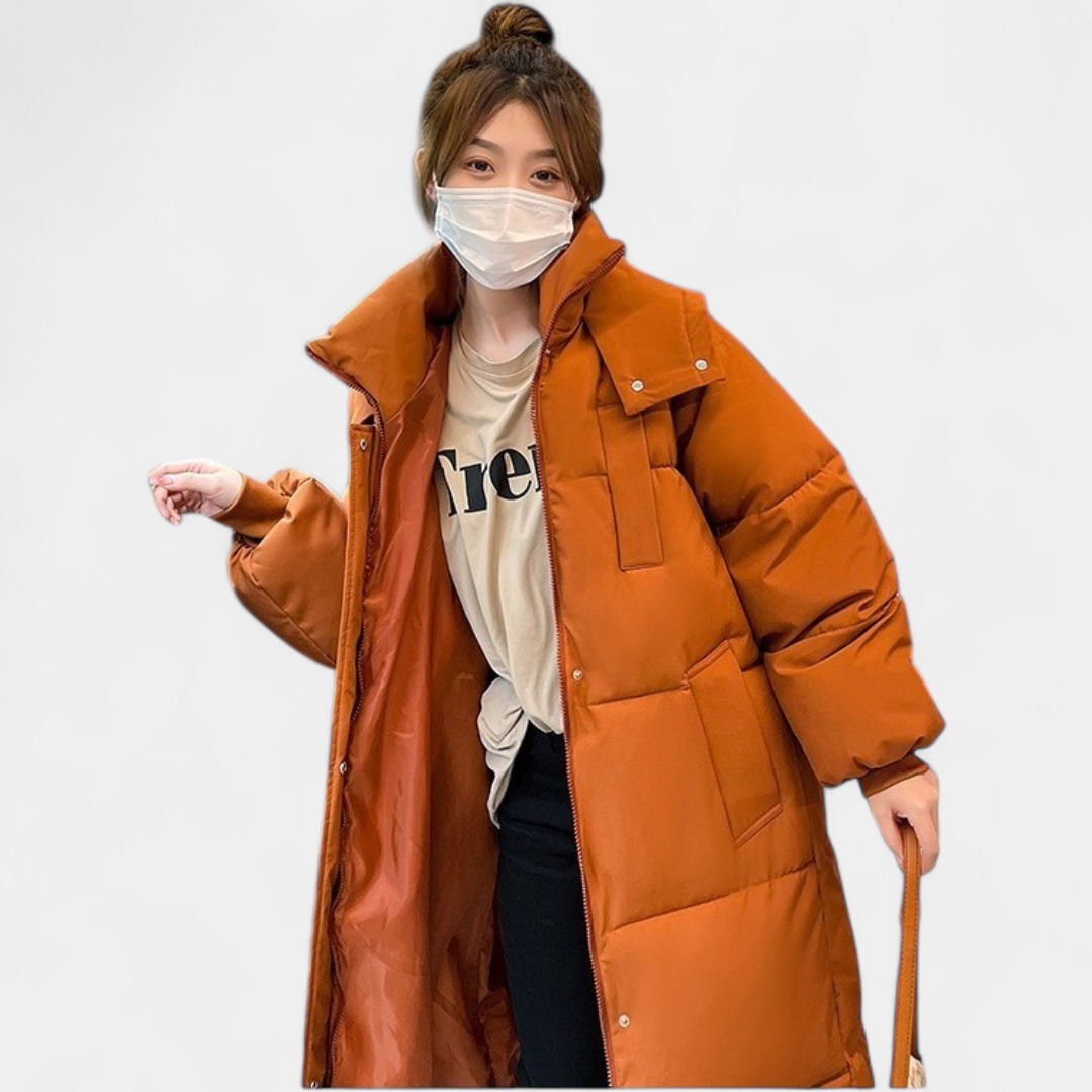 Women's Long Puffer Coat, Hooded Quilted Oversized Padded