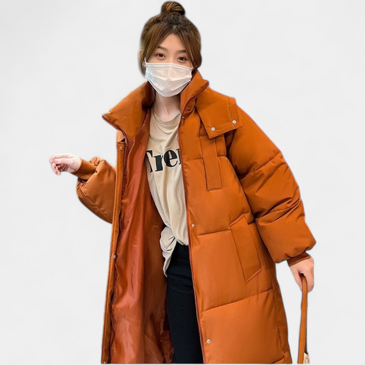 Women's Long Puffer Coat, Hooded Quilted Oversized Padded