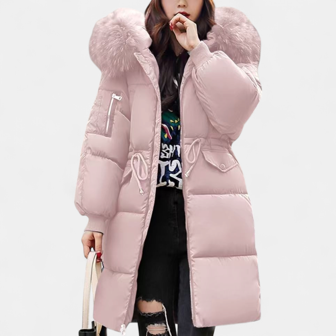 Women's Long Puffer Coat, Faux Fur Hood Padded Oversized