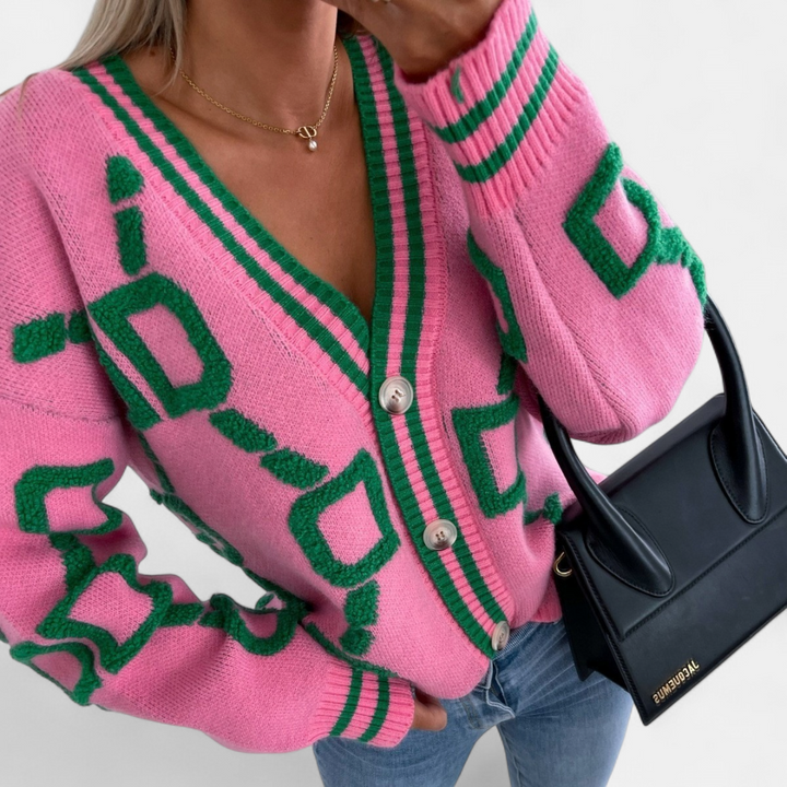 Women's Oversized Knit Cardigan, Button Up V Neck Long Sleeve