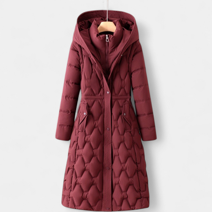 Women's Long Puffer Coat, Hooded Quilted Longline Winter