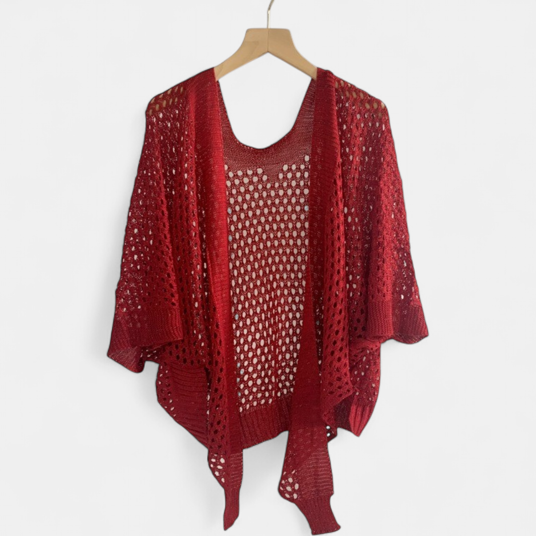 Women's Lightweight Crochet Cardigan, Batwing Open Front Summer