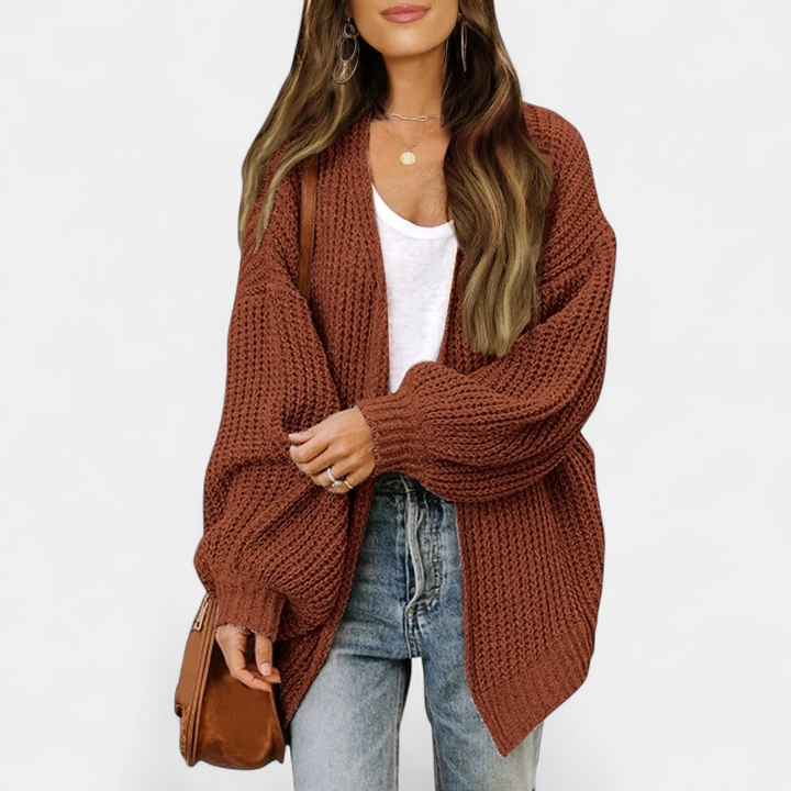 Women's Oversized Long Knit Cardigan, Open Front Longline