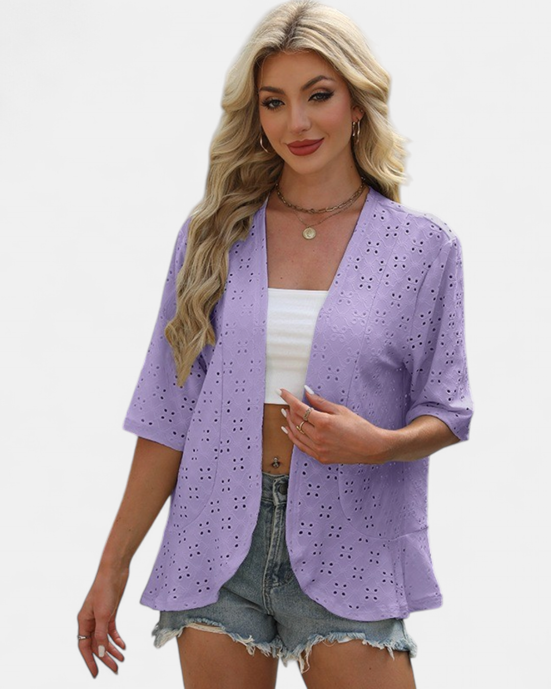 Women's Cotton Kimono Cardigan, Lightweight Floral Open Front