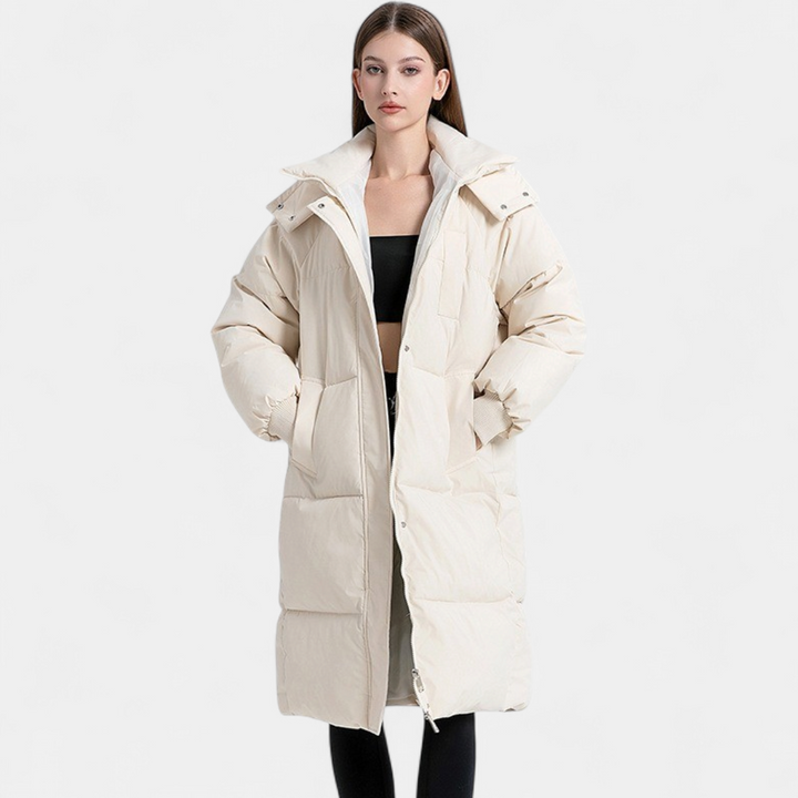 Women's Long Puffer Coat, Hooded Quilted Oversized Padded