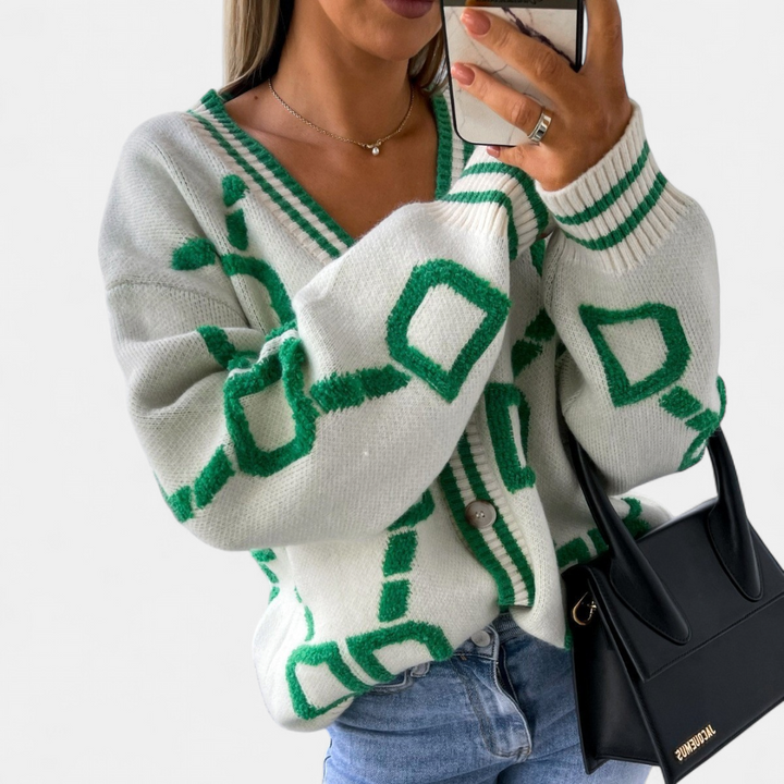 Women's Oversized Knit Cardigan, Button Up V Neck Long Sleeve