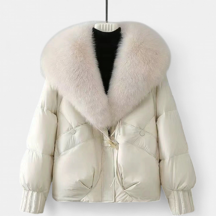 Women's Cropped Puffer Jacket, Fur Collar Quilted Winter