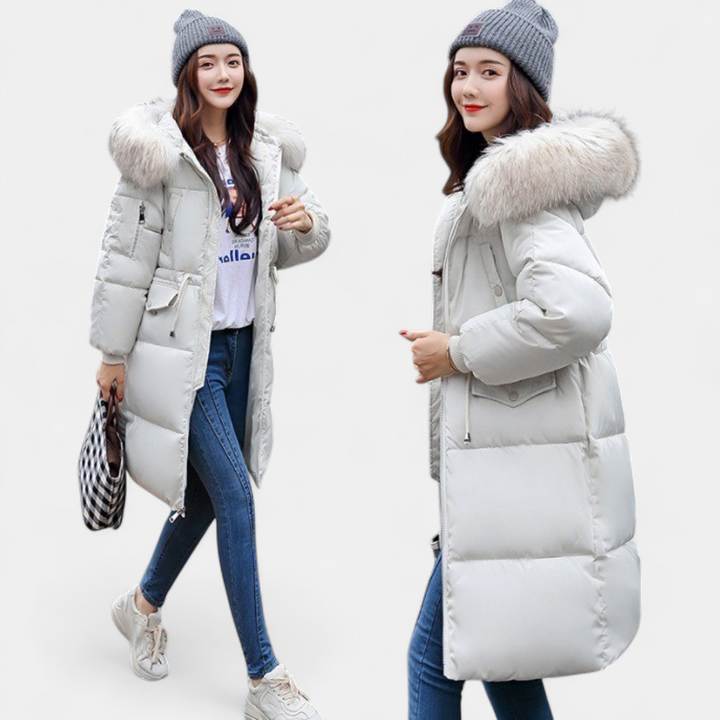 Women's Long Puffer Coat, Faux Fur Hood Padded Oversized