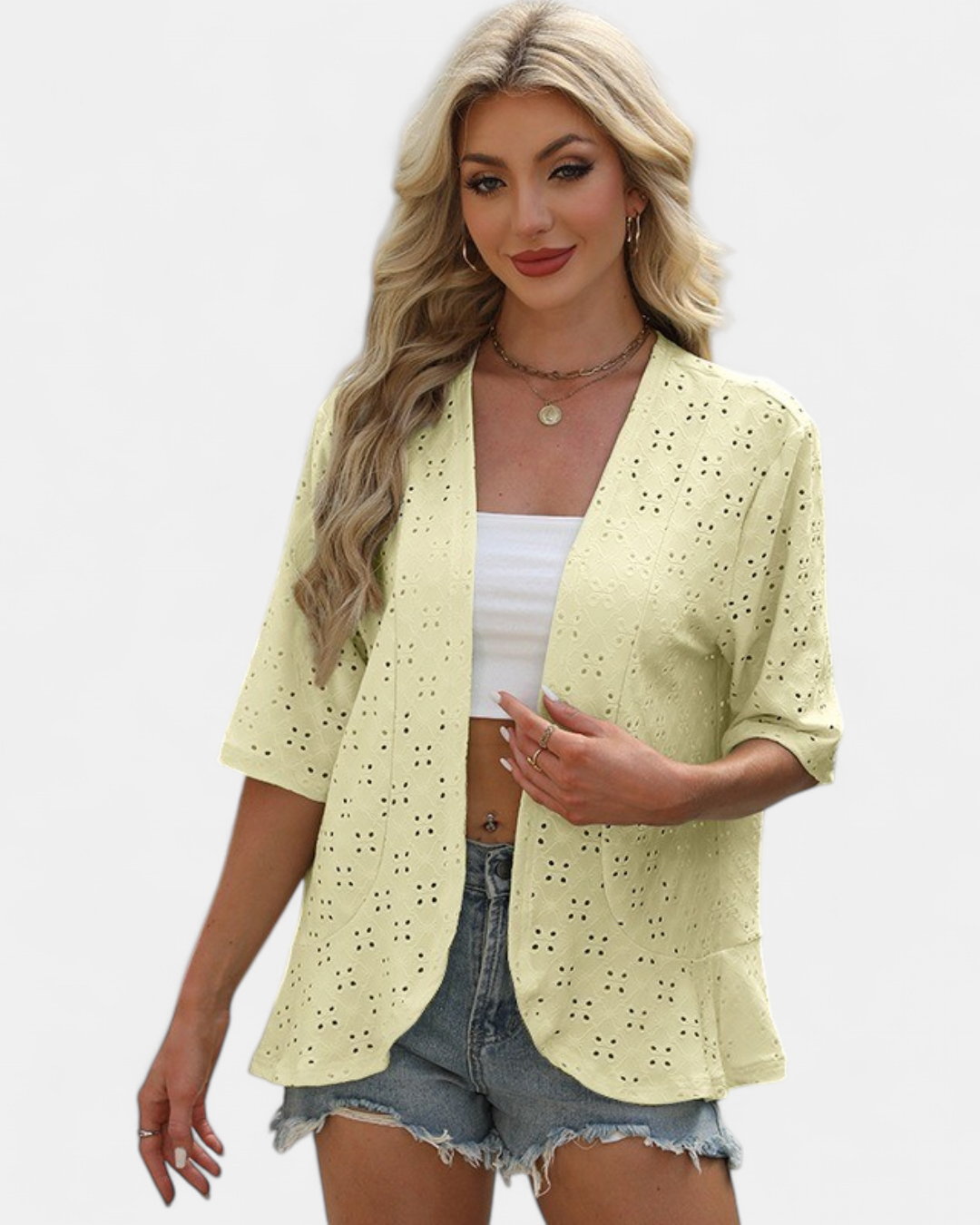 Women's Cotton Kimono Cardigan, Lightweight Floral Open Front